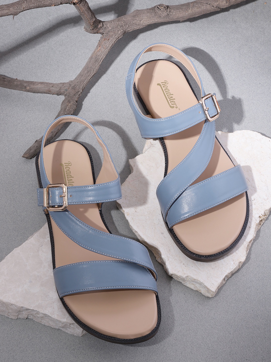 

The Roadster Lifestyle Co Women Blue Solid Open Toe Flats