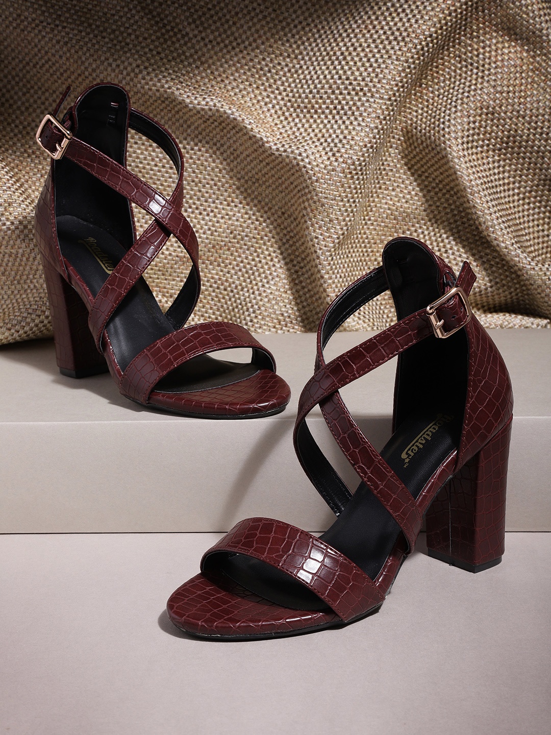 

The Roadster Lifestyle Co Women Brown Textured Heels