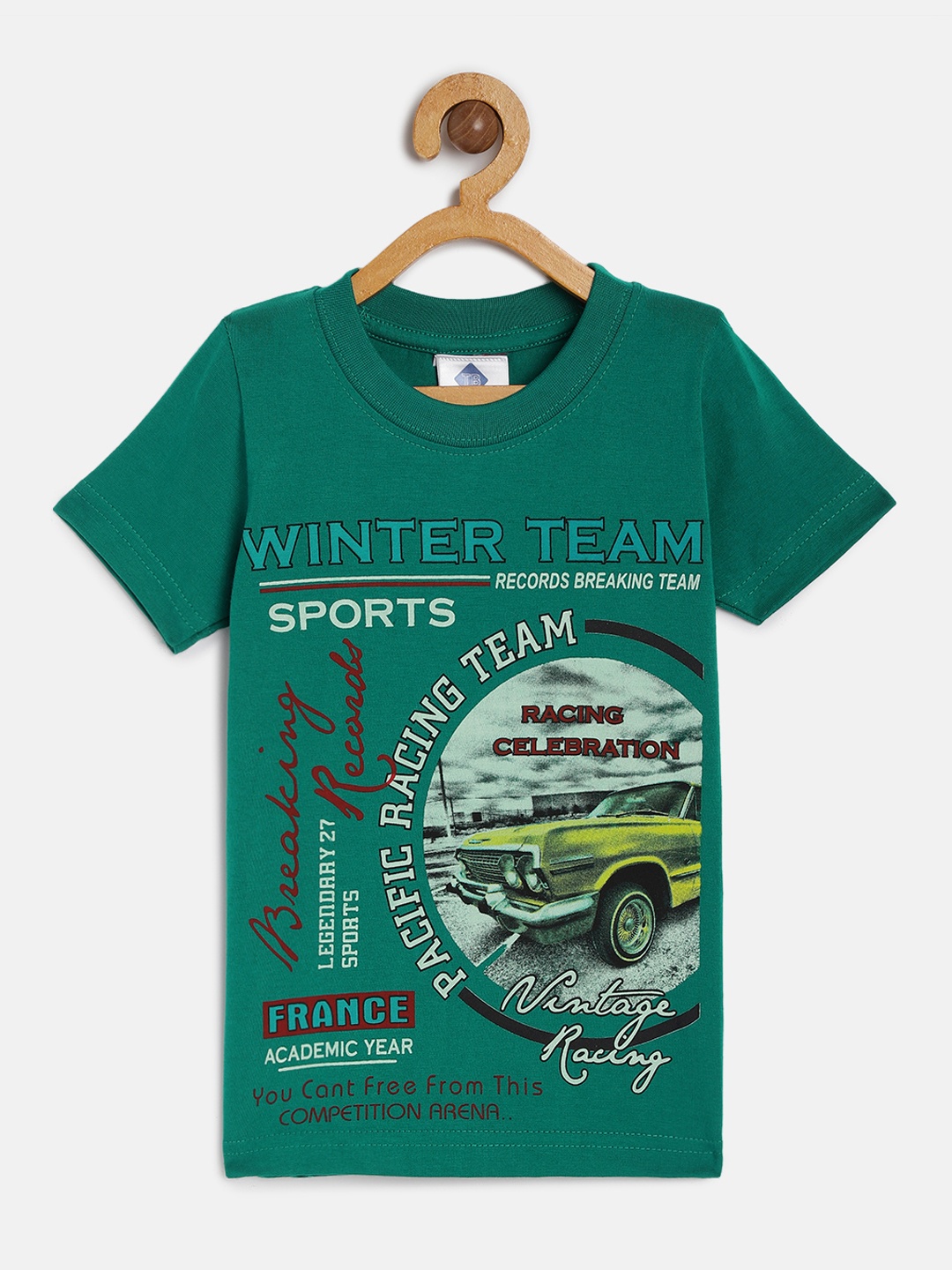 

TONYBOY Infant Boys Green Printed Round Neck Pure Cotton T-shirt