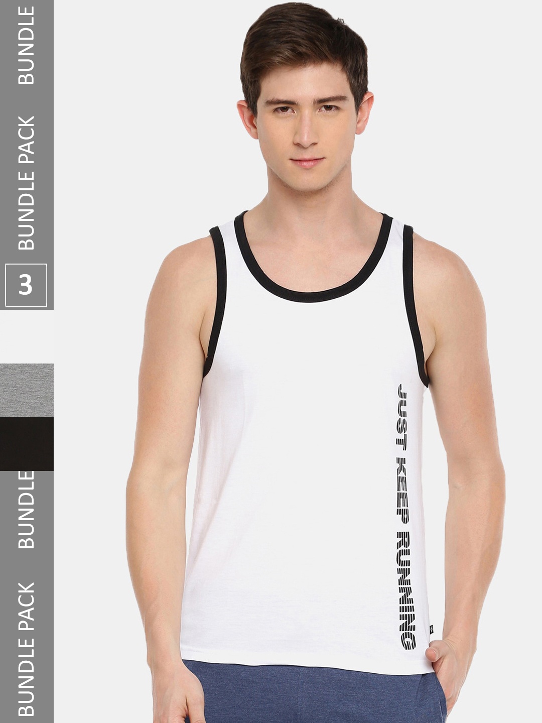 

Dollar Men Pack Of 3 Printed Innerwear Vests, White