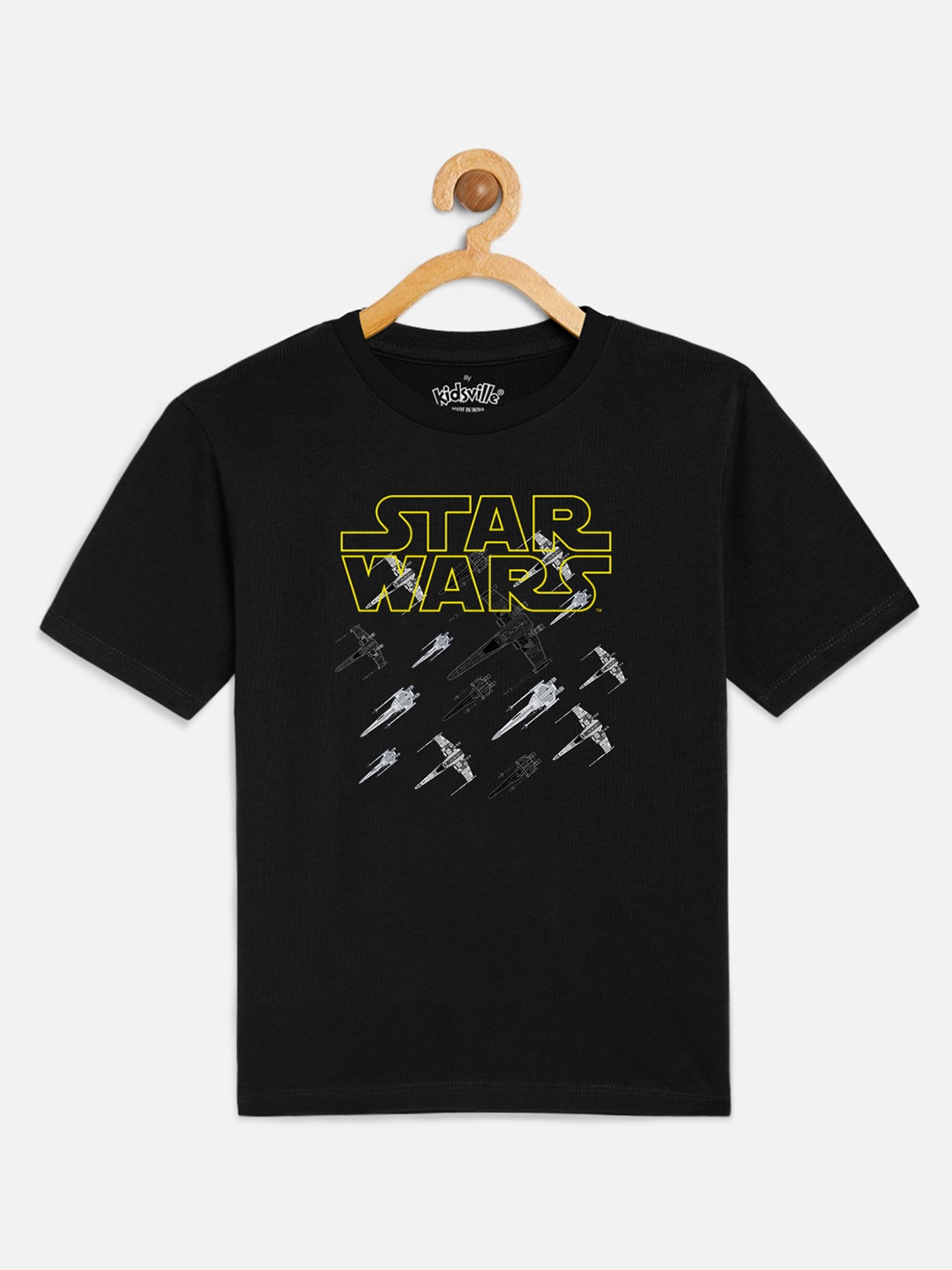 

Kids Ville Star Wars Printed Black Tshirt for Boys