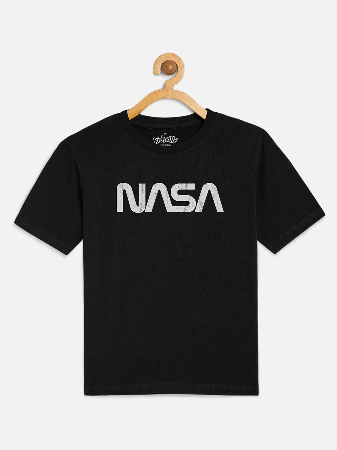 

Kids Ville Boys Black NASA Printed Round Neck T-shirt