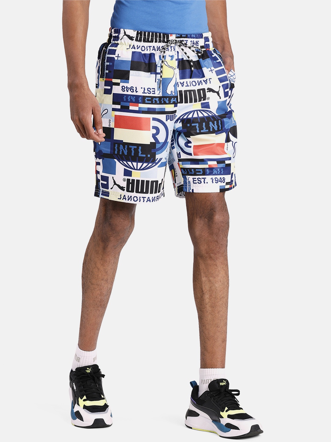 

Puma INTL Men Blue PrintedAOP Regular Fit Shorts