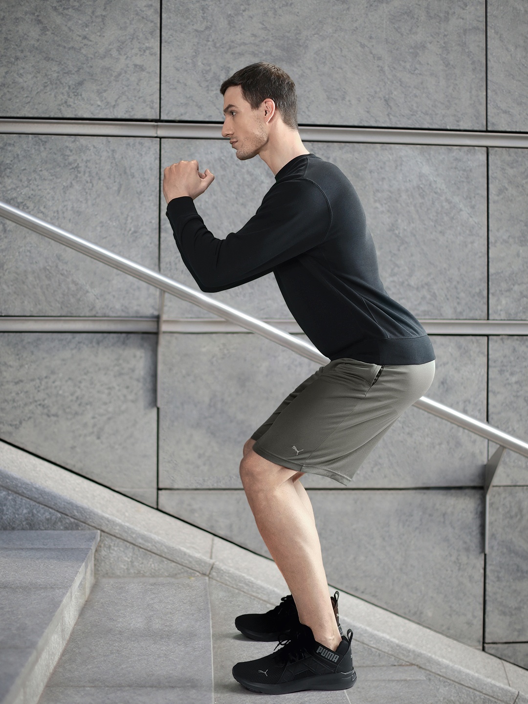 

Puma Men Grey Solid Regular Fit PERFORMANCE KNIT Dry Cell Training Sports Shorts