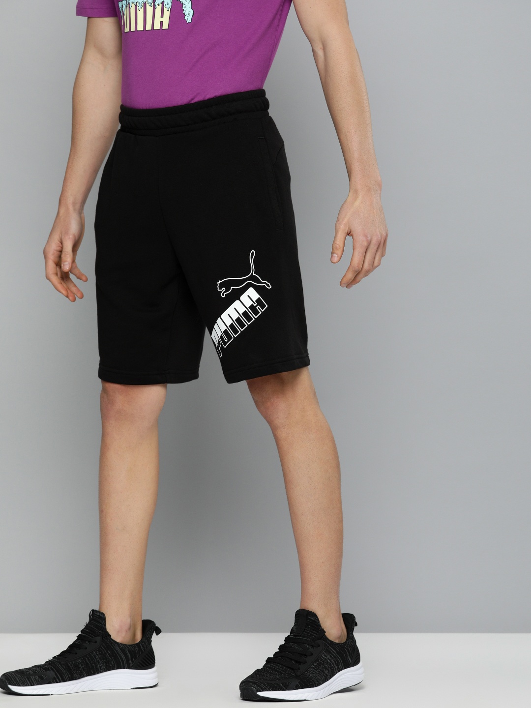 

Puma Men Black Solid Regular Fit BIG LOGO 10" TR Sports Shorts with Printed Detail