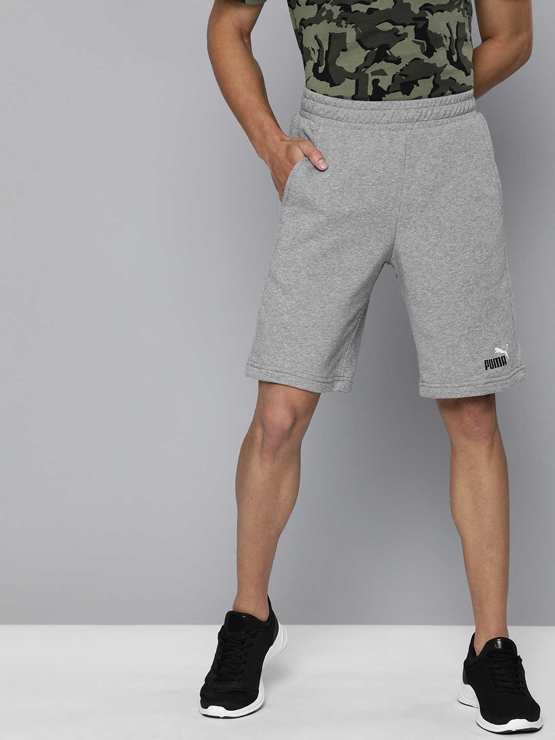 

Puma Men Grey Solid ESS+ 2 Col Regular Fit Regular Sustainable Shorts