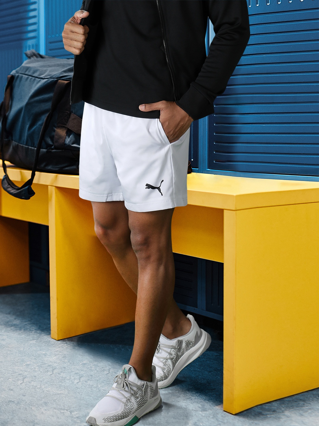 Puma Men White Solid Regular Fit Sports Shorts