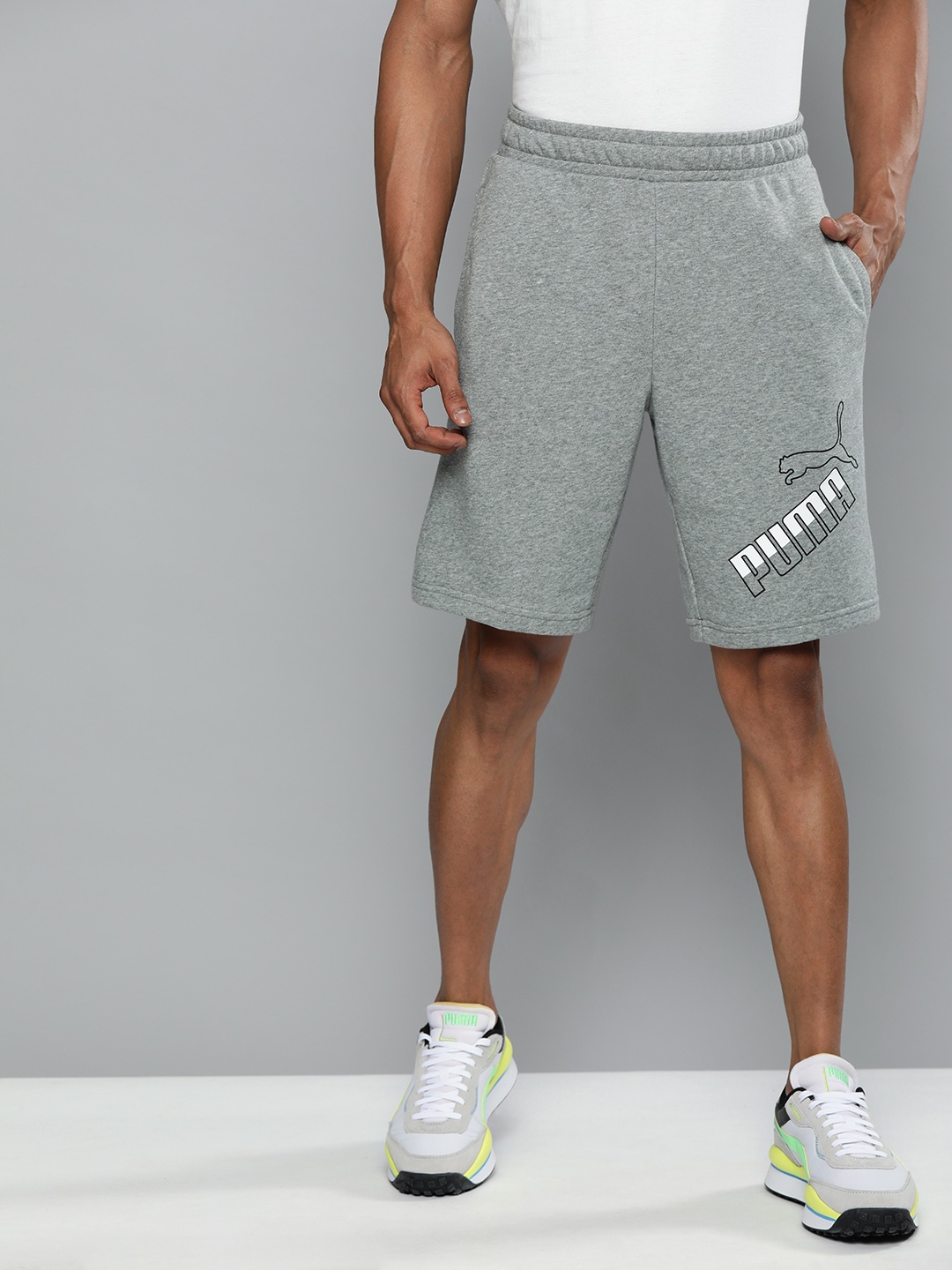 

Puma Men Grey Printed Regular Fit BIG LOGO Sports Shorts