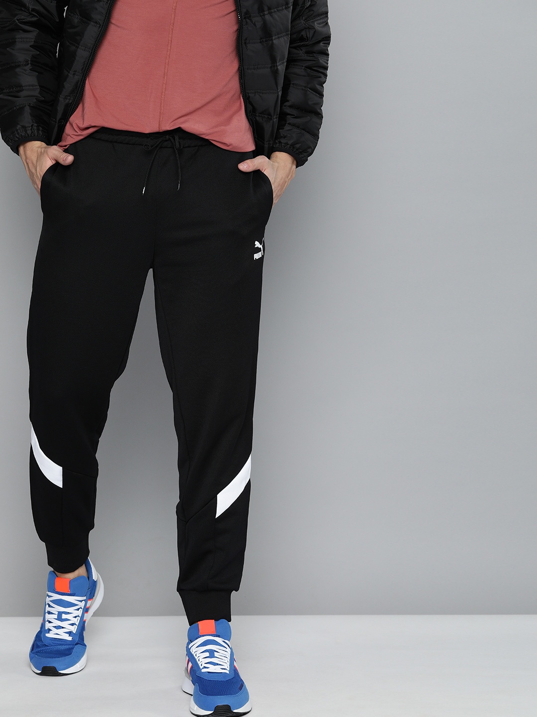 

Puma Men's Black and White Striped Track Pants
