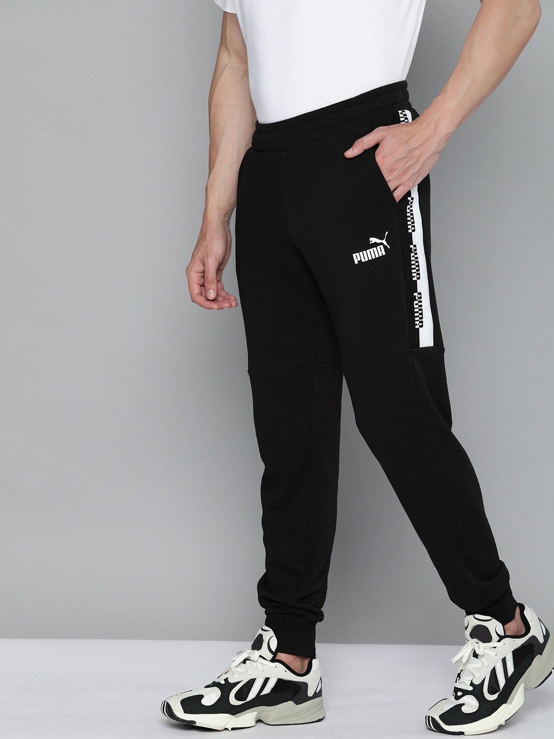 

Puma Men's Black and White Printed Track Pants