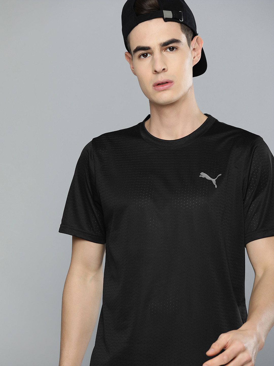 

Puma Men Black Solid Round Neck dryCELL T-shirt