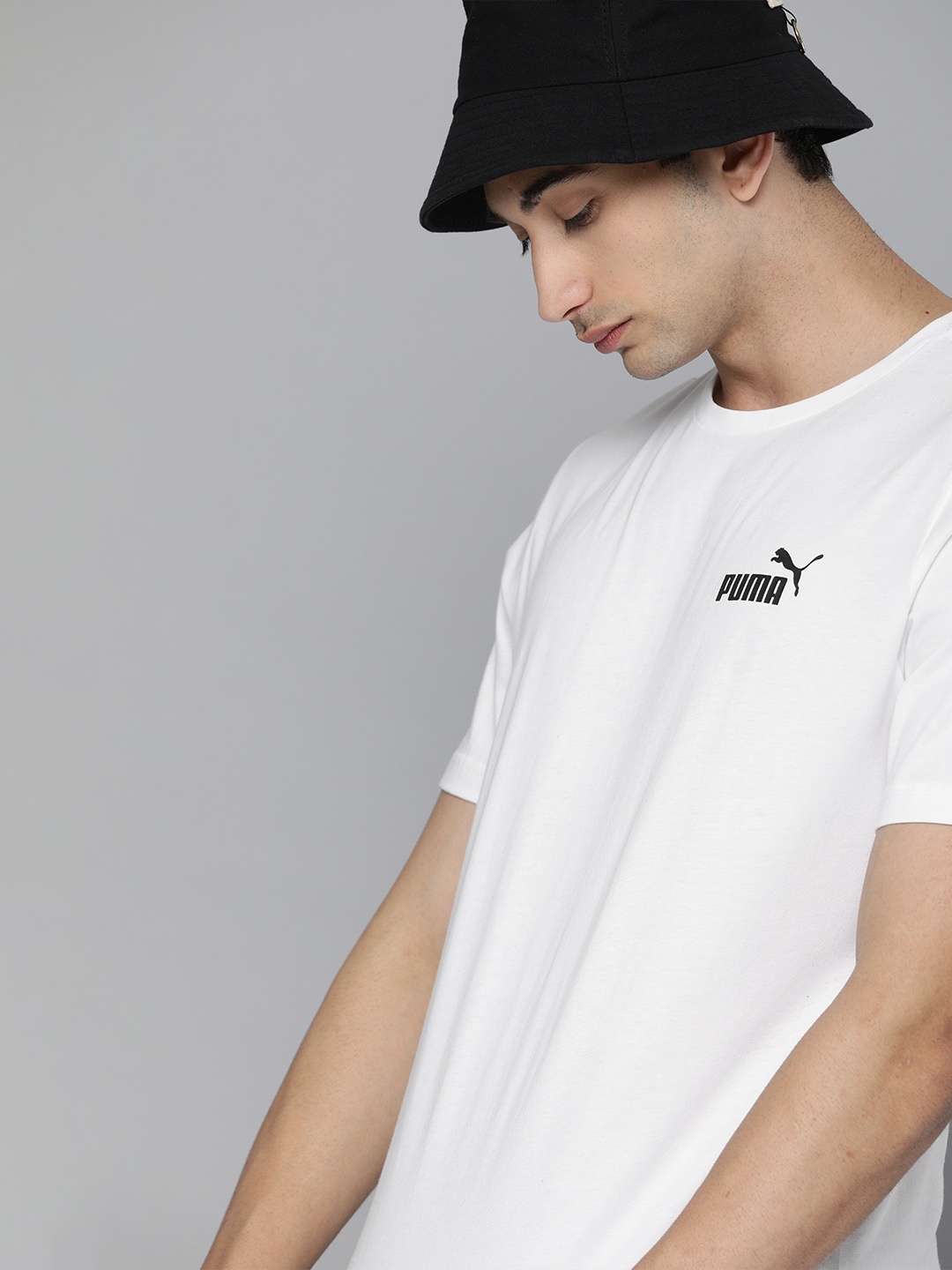 

Puma Men White Printed Detail Essentials Small Logo Cotton Pure Cotton T-shirt