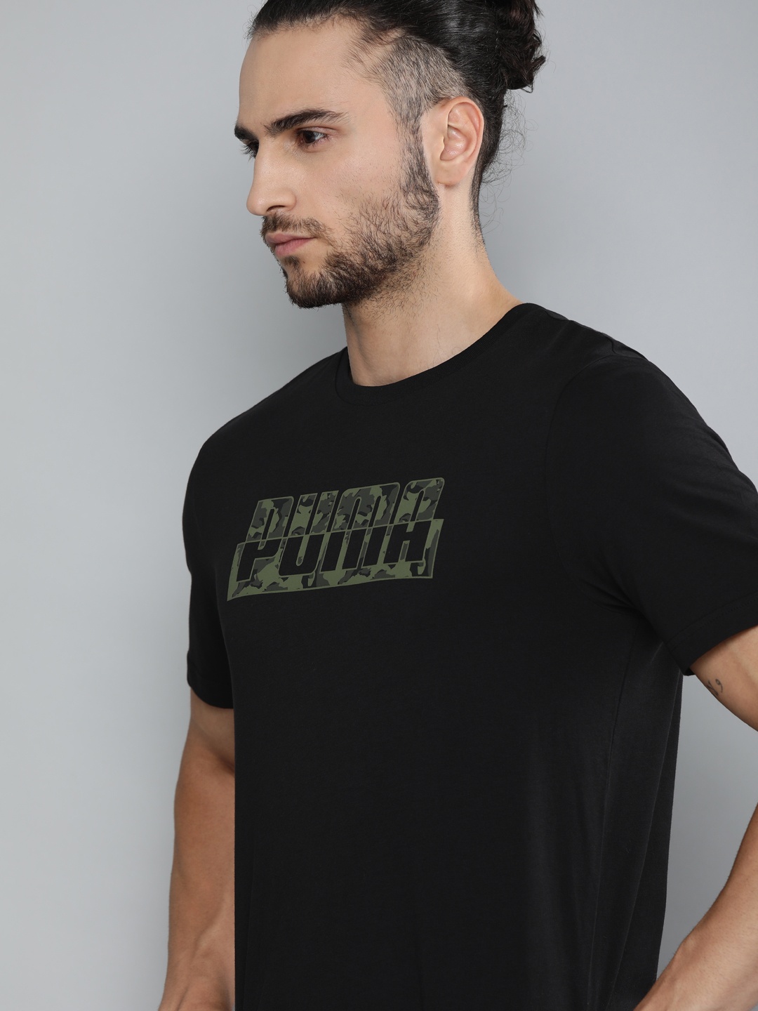 

Puma Men Black CORE CAMO Graphic Printed Round Neck Pure Cotton T-shirt