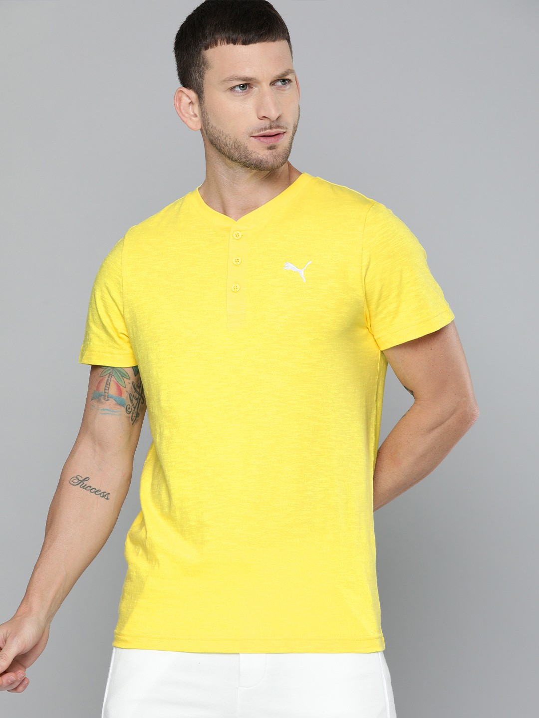 

Puma Slub Tee Round Neck Pure Cotton Slim Fit T-shirt, Yellow