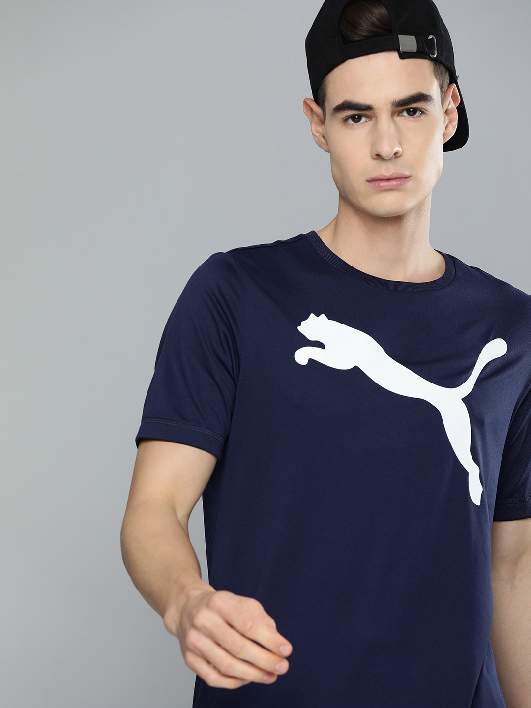 

Puma Men Navy Blue Printed dryCELL Round Neck T-shirt