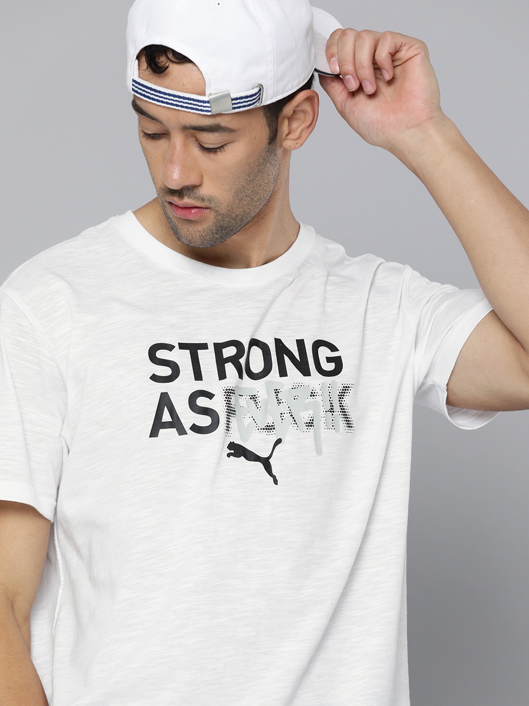 

Puma Men White Printed Round Neck PERFORMANCE SLOGAN SS T-shirt