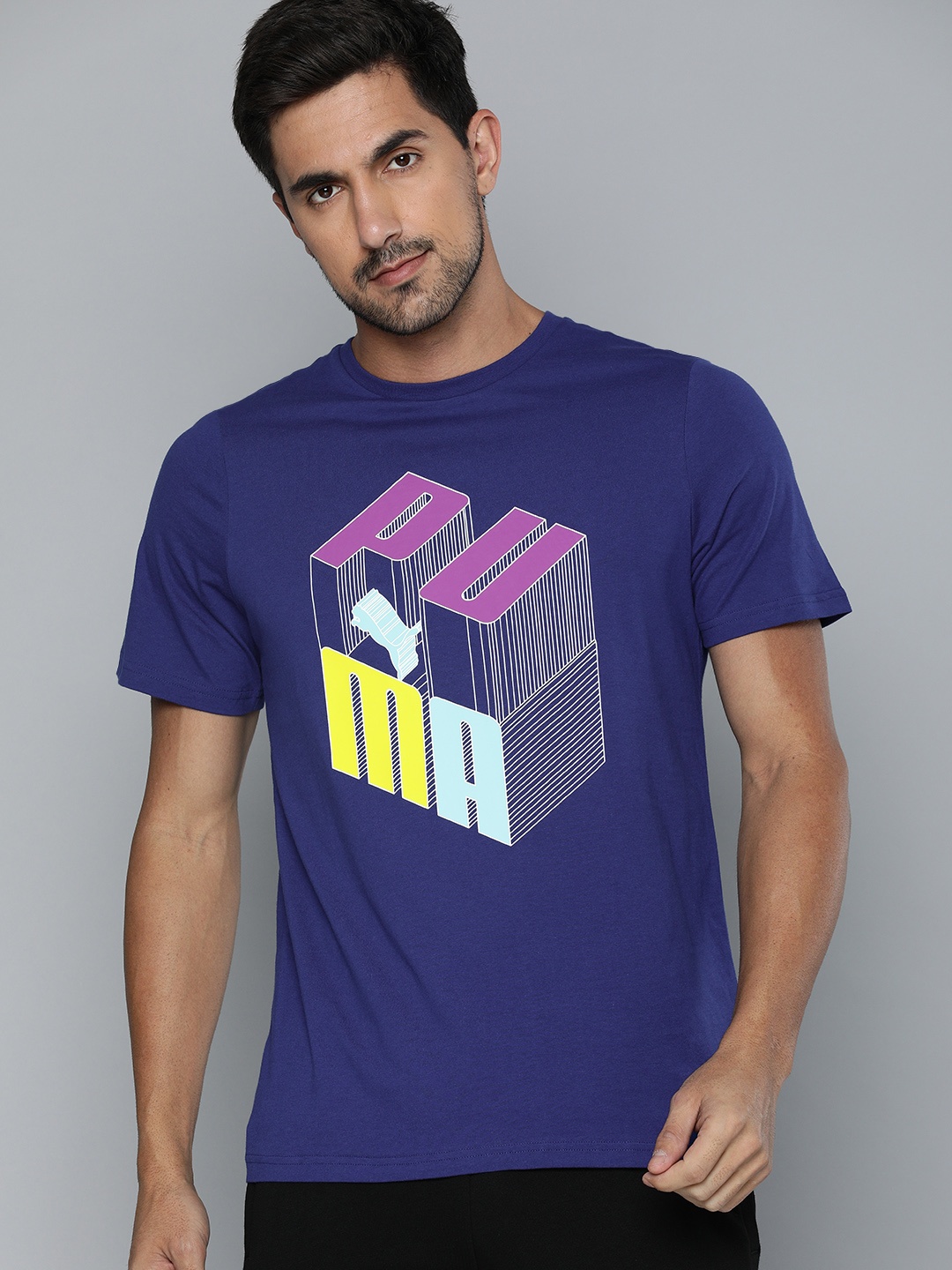 

Puma Men Navy Blue Printed Round Neck T-shirt