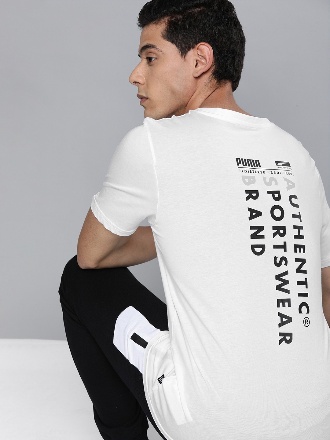 

Puma Men White Printed Round Neck Pure Cotton T-shirt