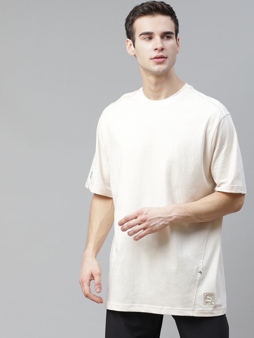 

Puma Unisex Off White Solid Round Neck RE.GEN Pure Cotton T-shirt
