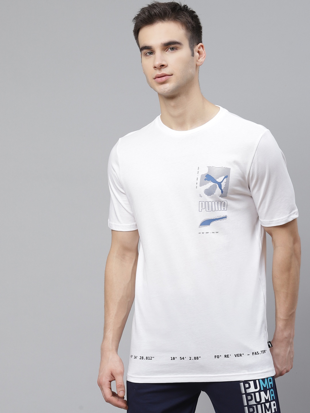 

Puma Men White Digital Print Cotton Round Neck Pure Cotton T-shirt