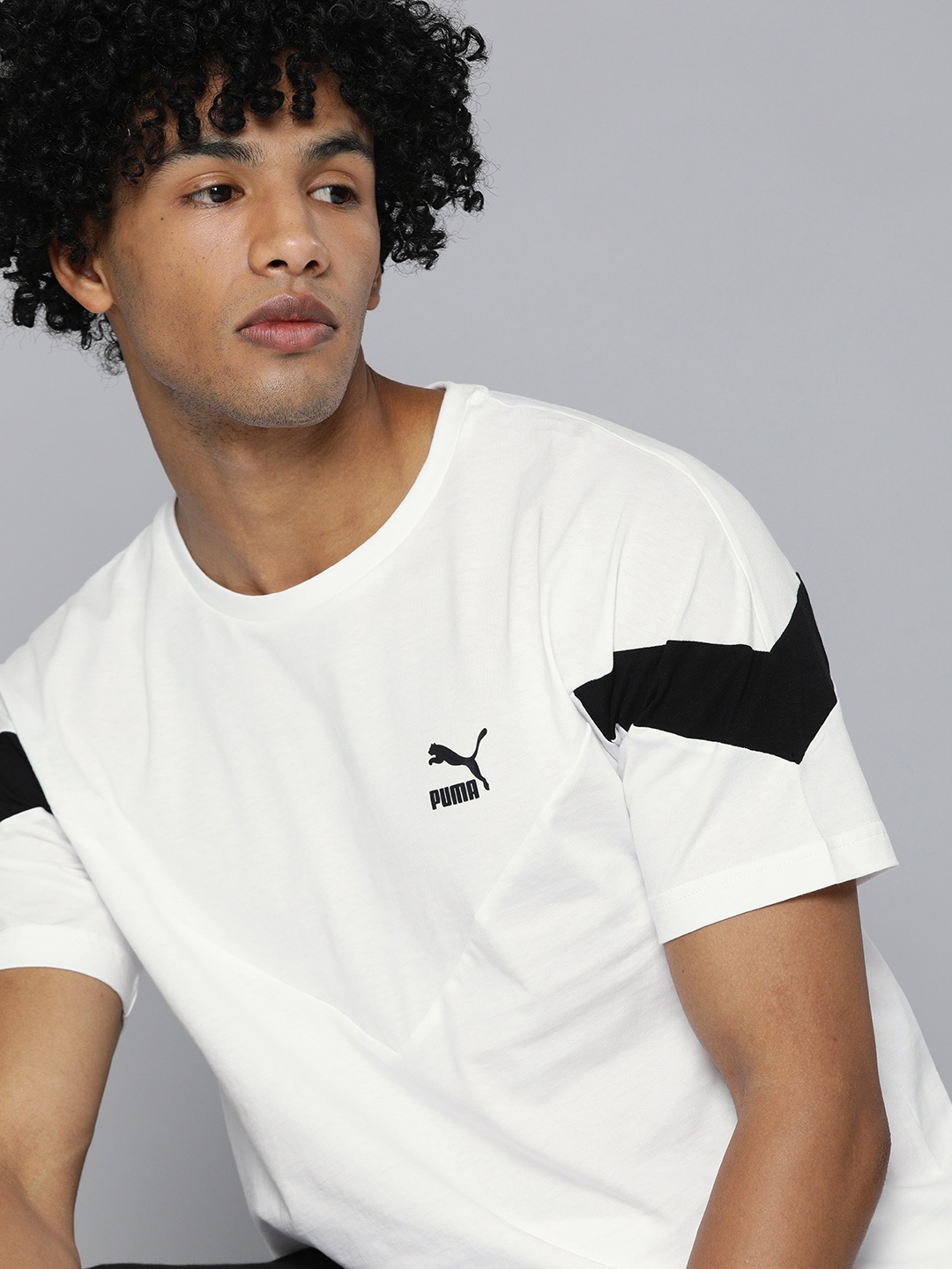 

Puma Men White Iconic MCS Printed Round Neck Pure Cotton T-shirt