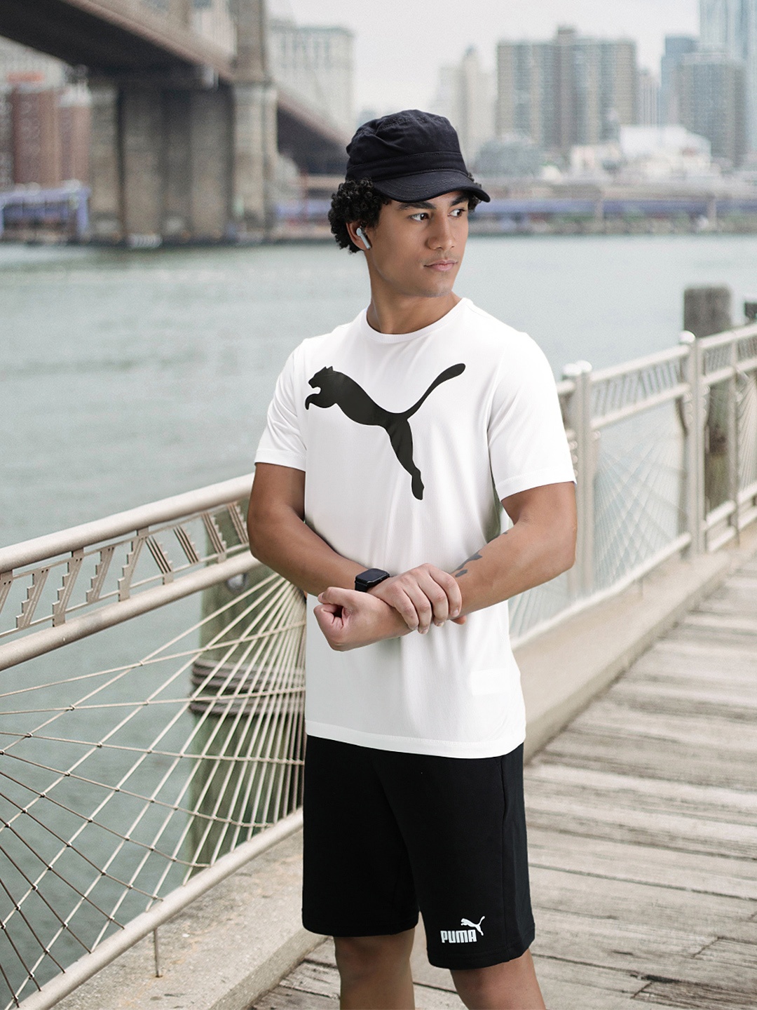 

Puma Men White ACTIVE Big Logo Printed dryCELL Round Neck T-shirt