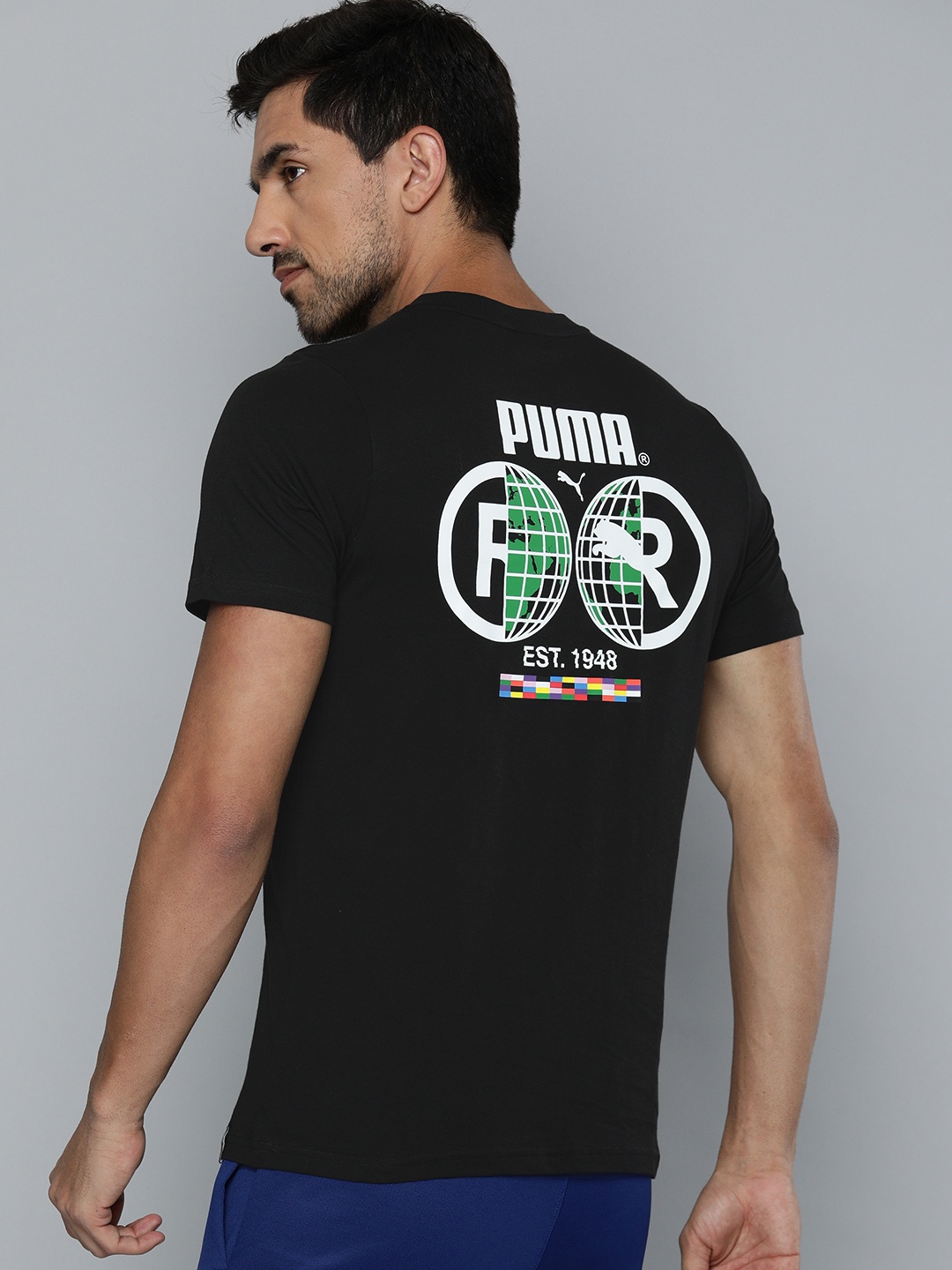 

Puma Men Black Printed INTL Round Neck Pure Cotton T-shirt