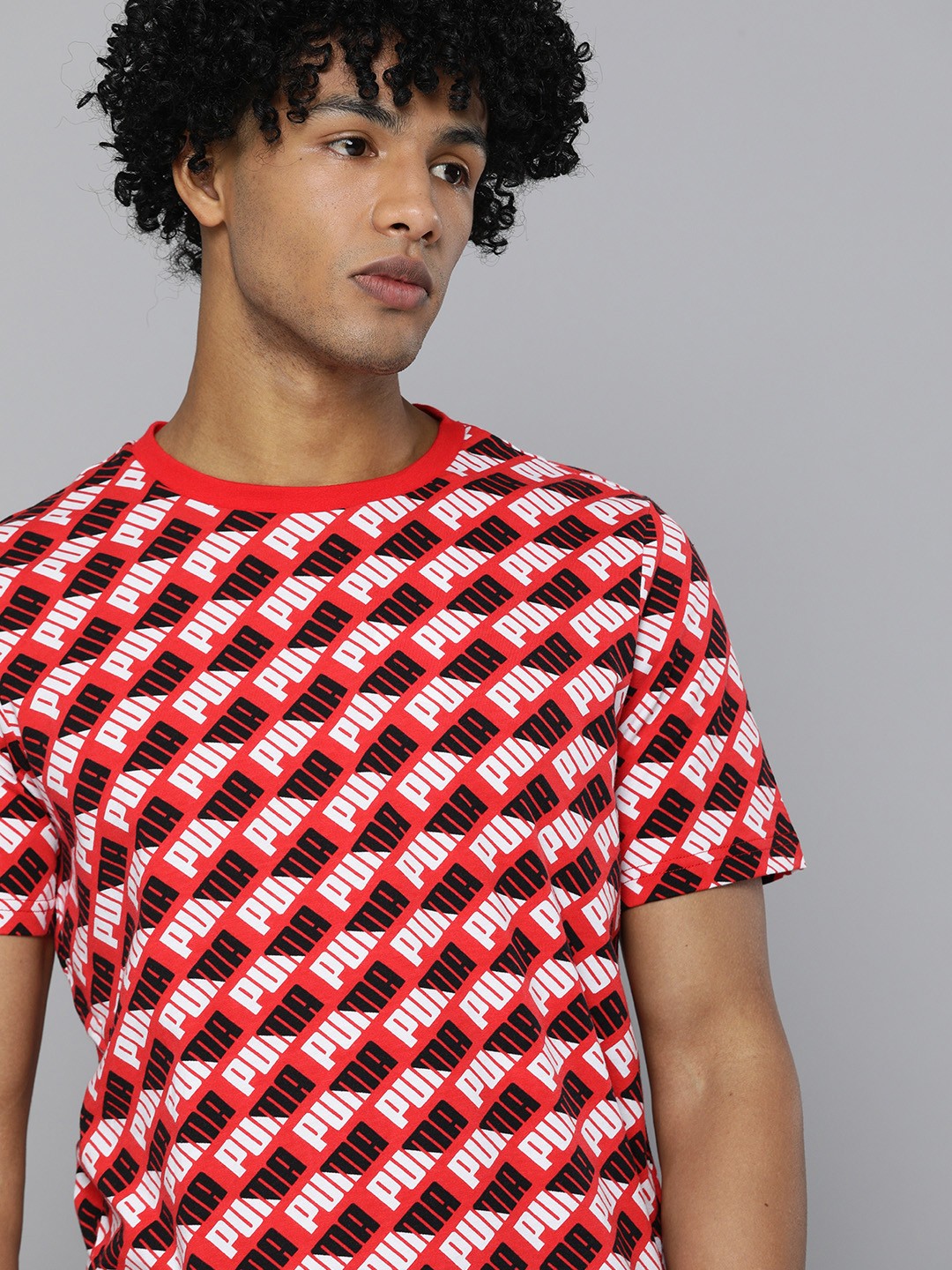 

Puma Men Red Printed AOP Round Neck Pure Cotton T-shirt