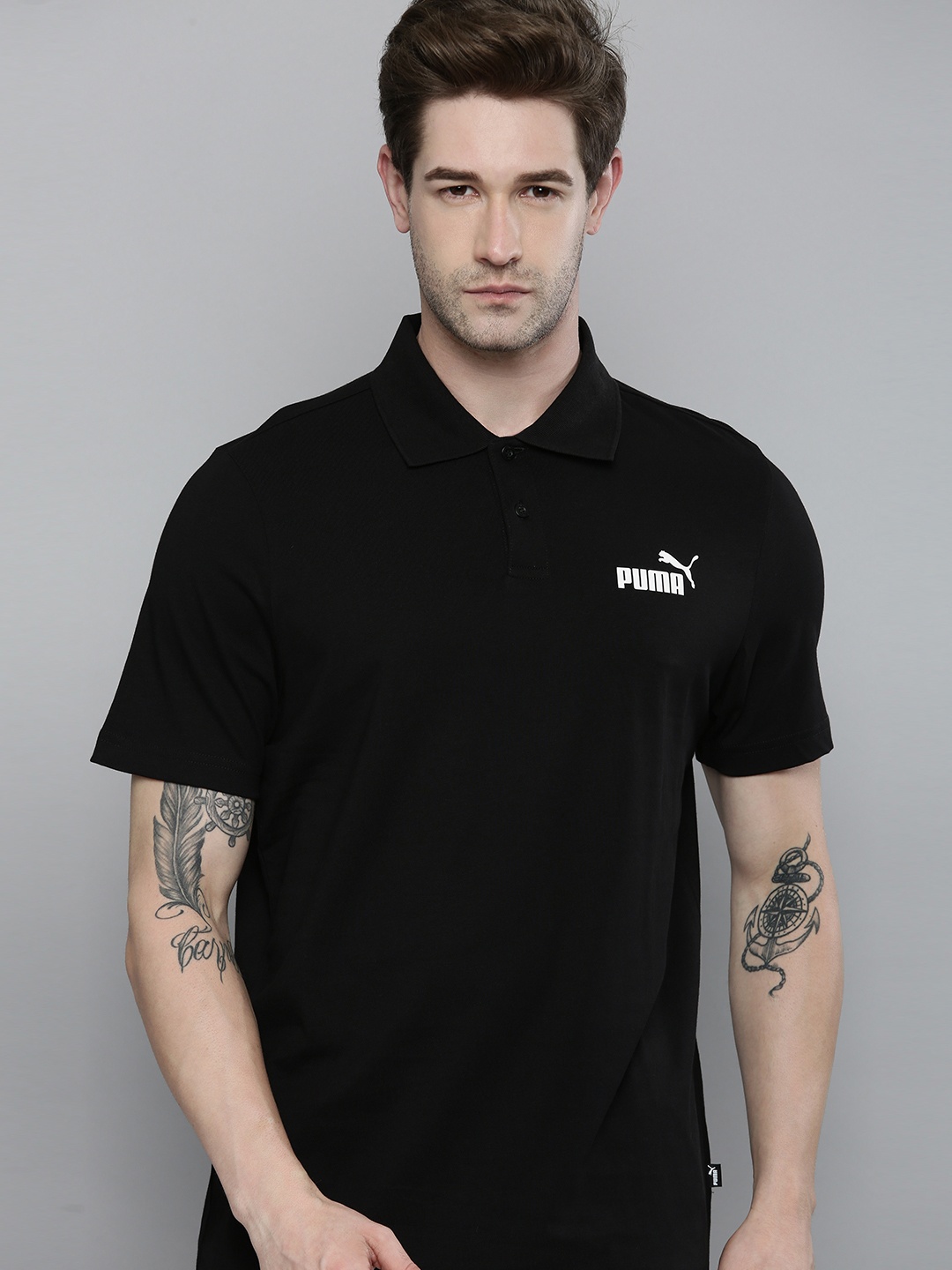 

Puma Men Black ESS Jersey Polo Collar T-shirt