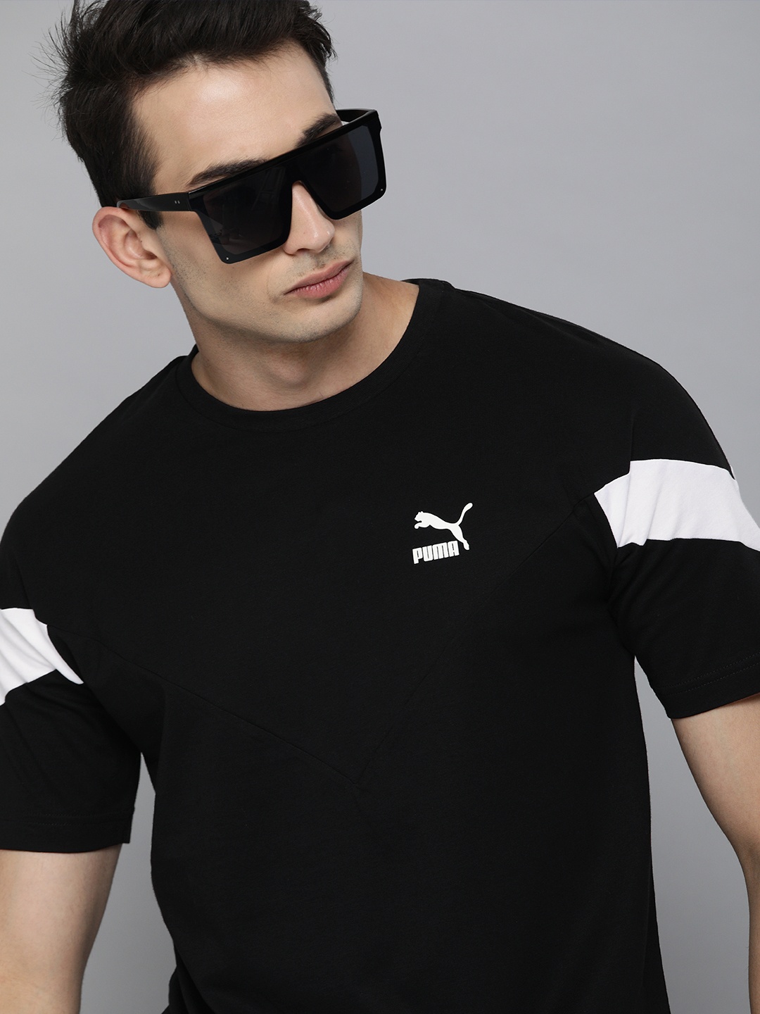 

Puma Men Black Printed Iconic MCS Round Neck Pure Cotton T-shirt