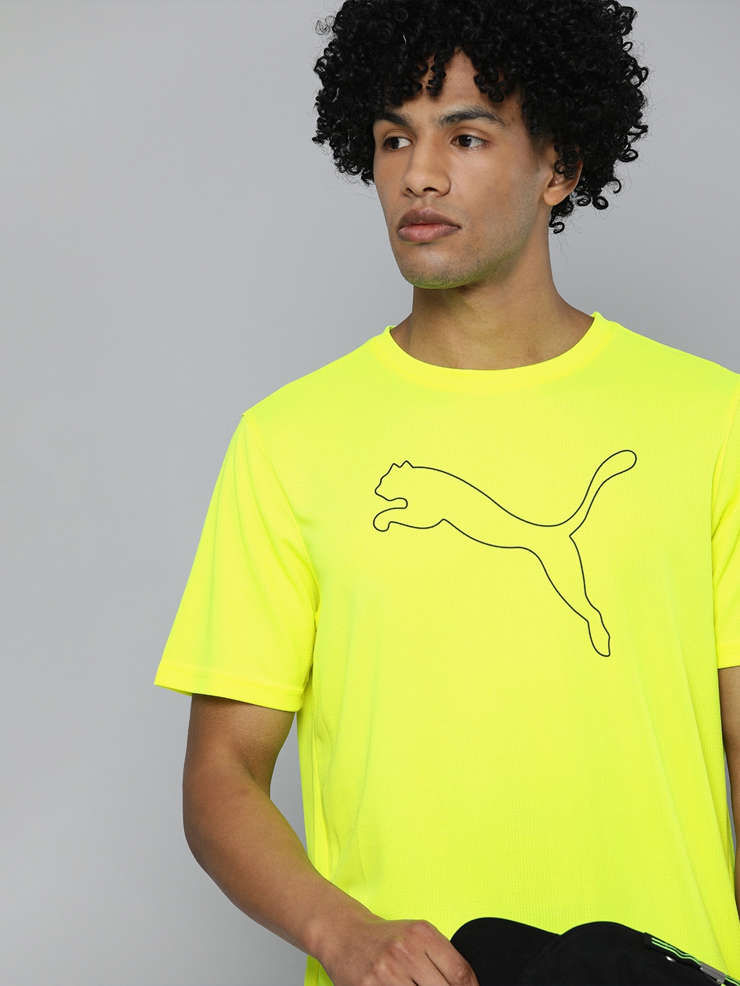 

Puma Men Yellow PERFORMANCE CAT Printed Round Neck T-shirt