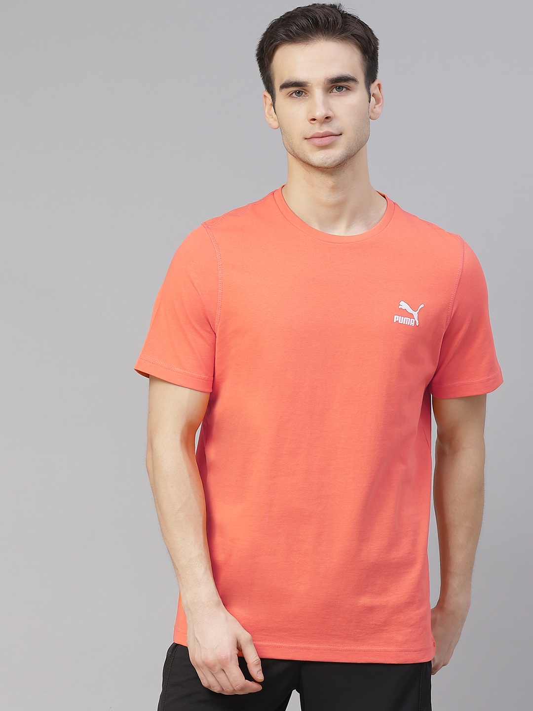 

Puma Men Orange Classics Embro Pure Cotton T-shirt
