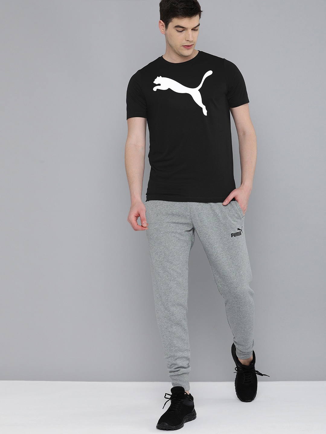 

Puma Men Black ACTIVE Big Logo Printed dryCELL Round Neck T-shirt