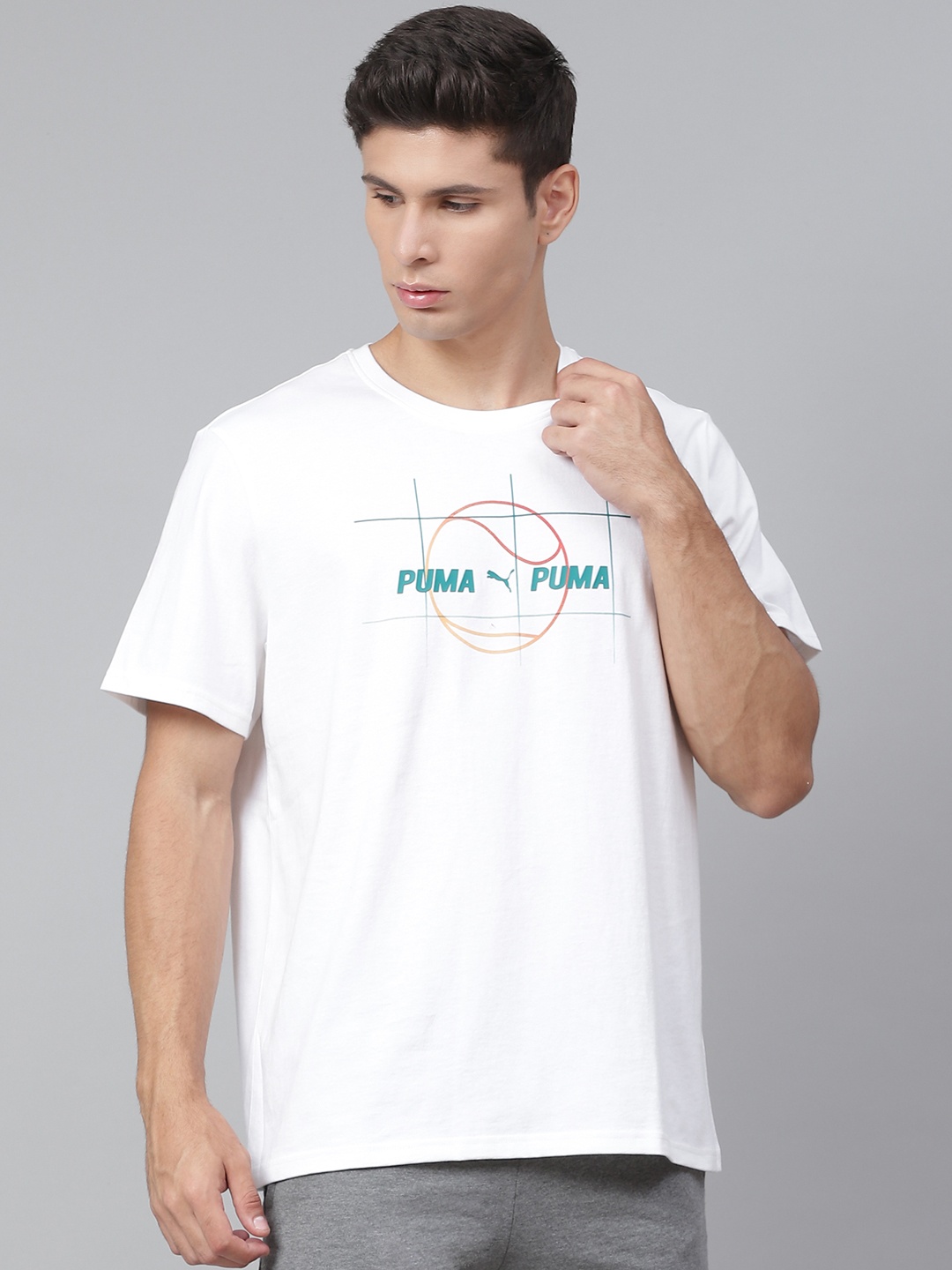 

Puma Men White Brand Logo Printed T-shirt