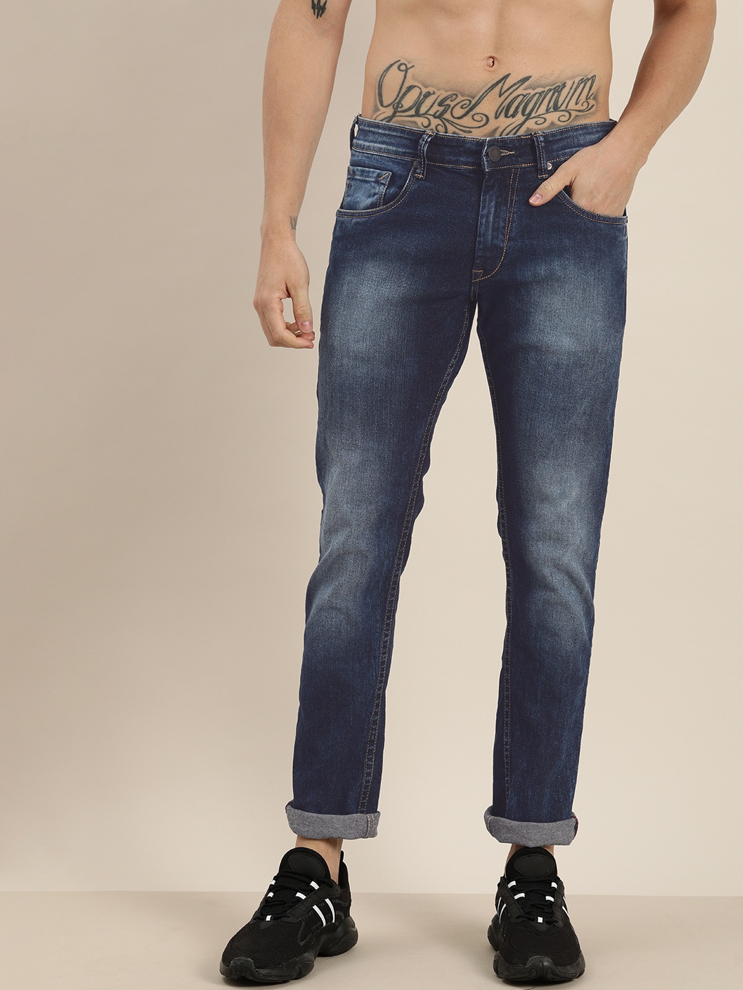

Moda Rapido Men Navy Blue Regular Fit Mid-Rise Clean Look Stretchable Jeans
