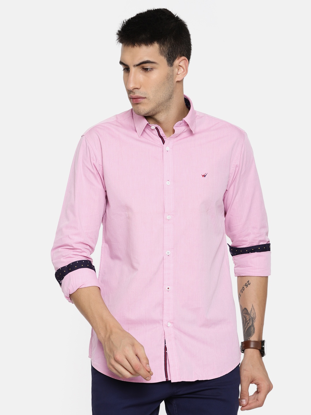 

Wills Lifestyle Pink Slim Casual Shirt