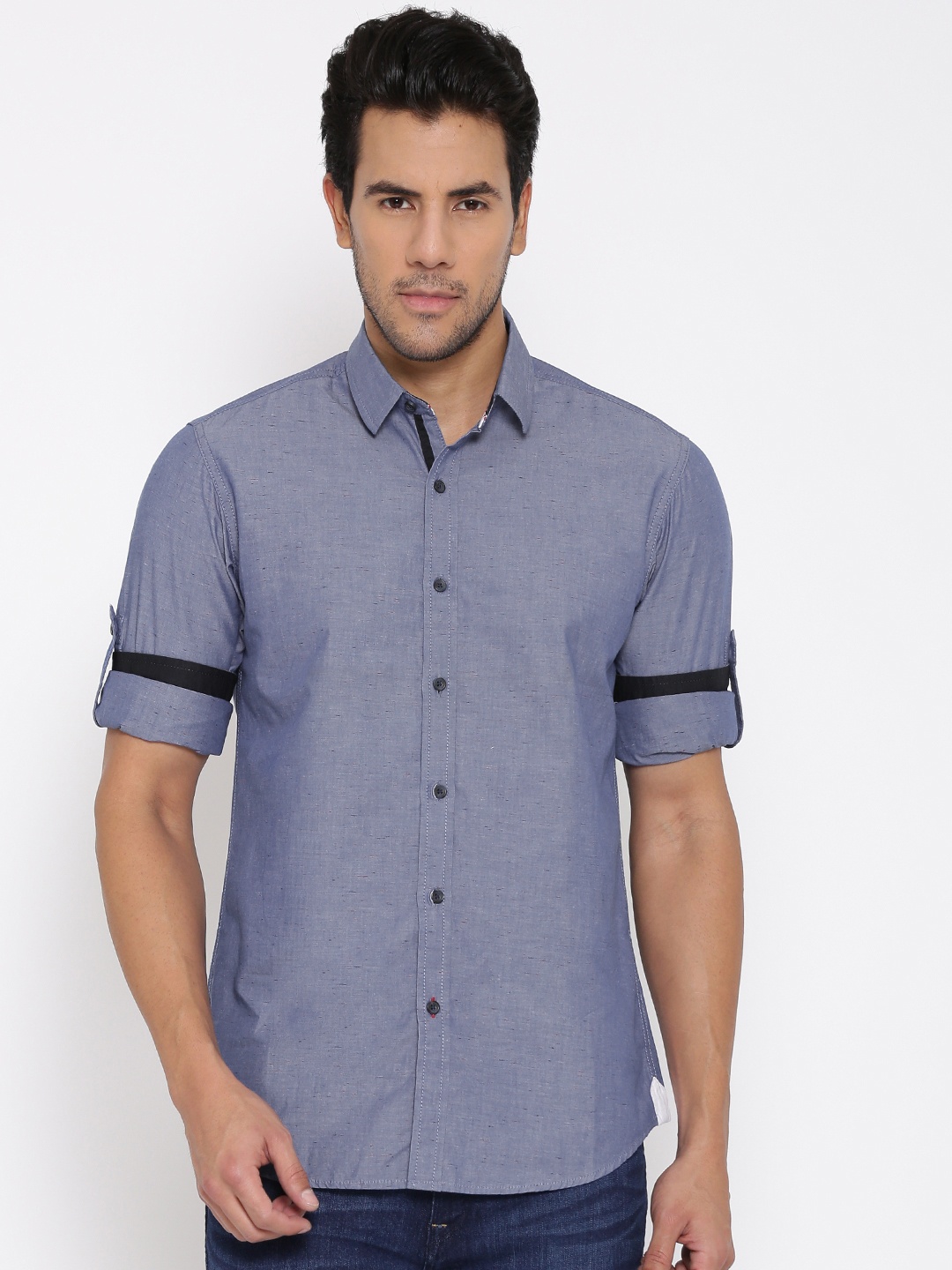 

Wills Lifestyle Blue Slim Casual Shirt