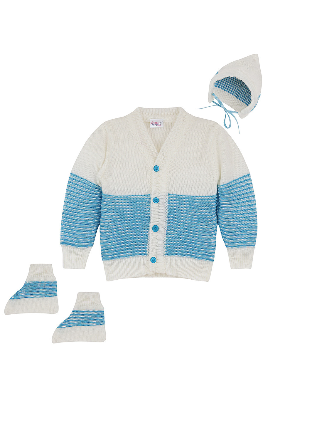 

Little Angels Unisex Kids Blue Colourblocked Sweater With Socks