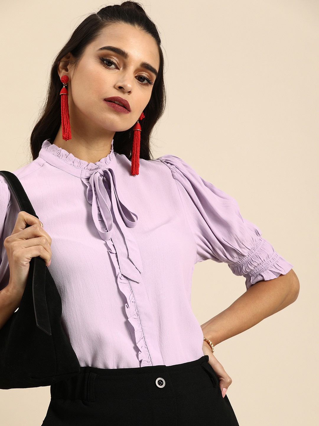 

COVER STORY Women Purple Regular Fit Solid Casual Shirt