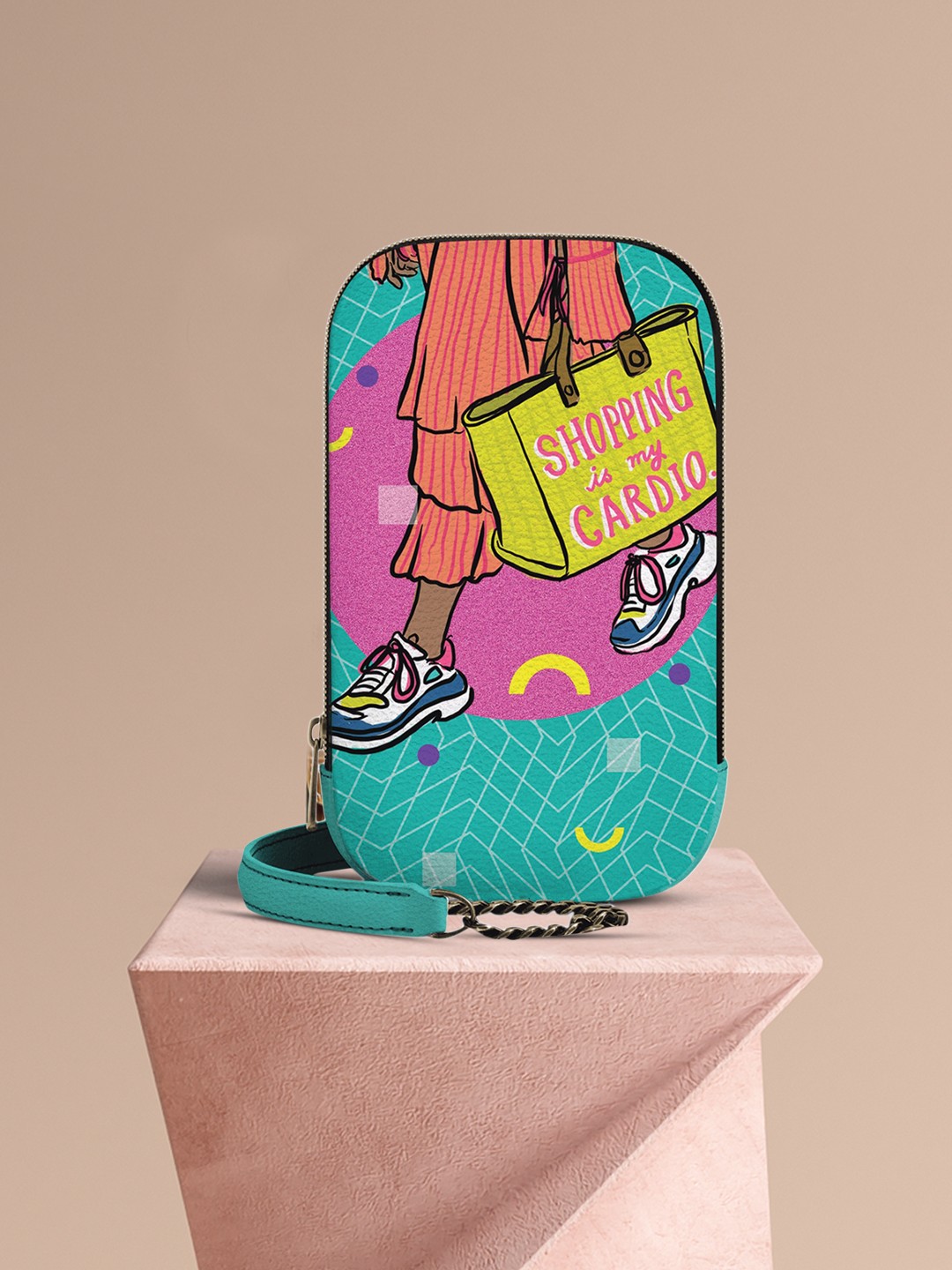 

DailyObjects Sea Green & Pink Printed Sling Bag