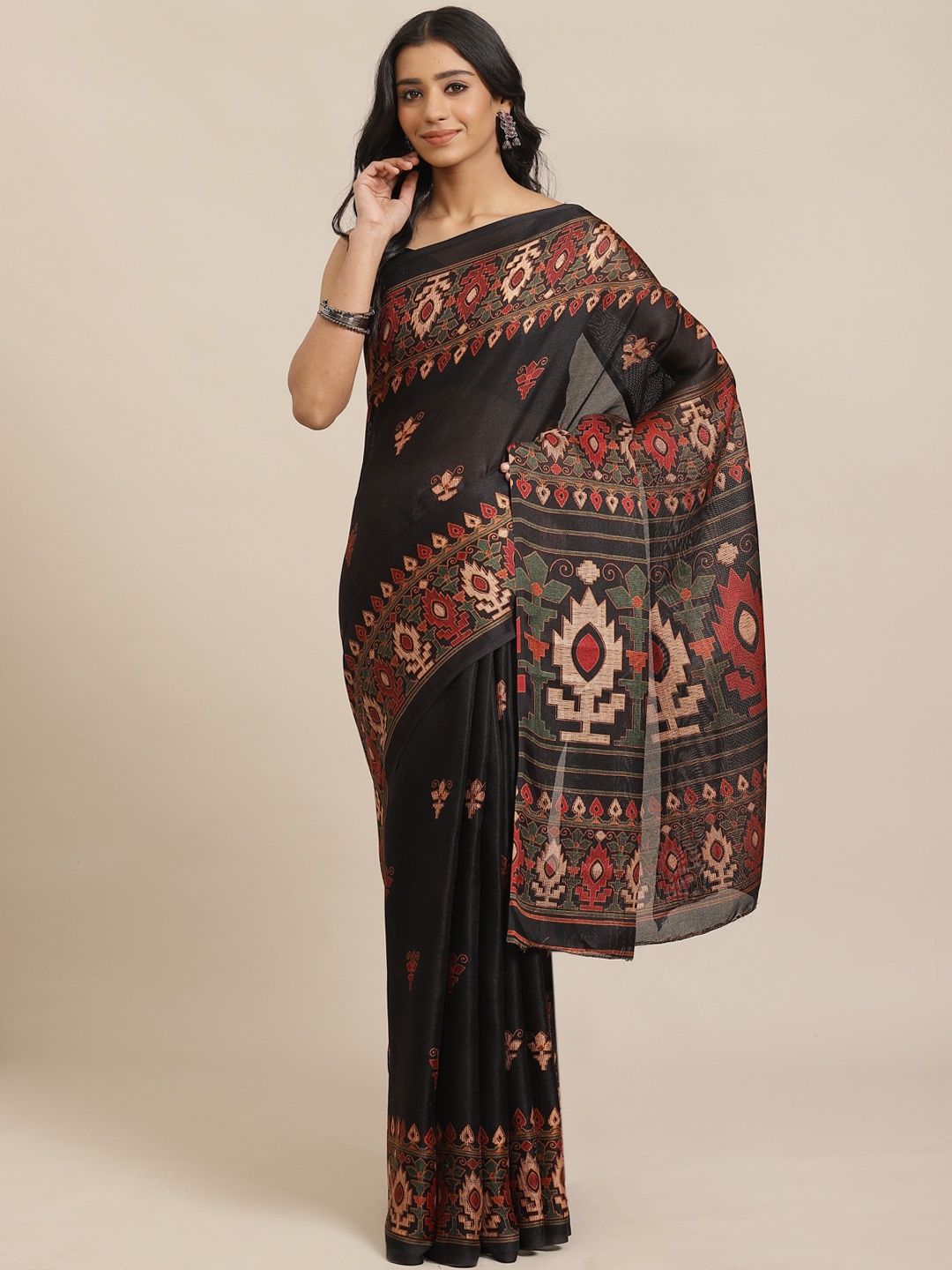 

Saree mall Black Printed Saree