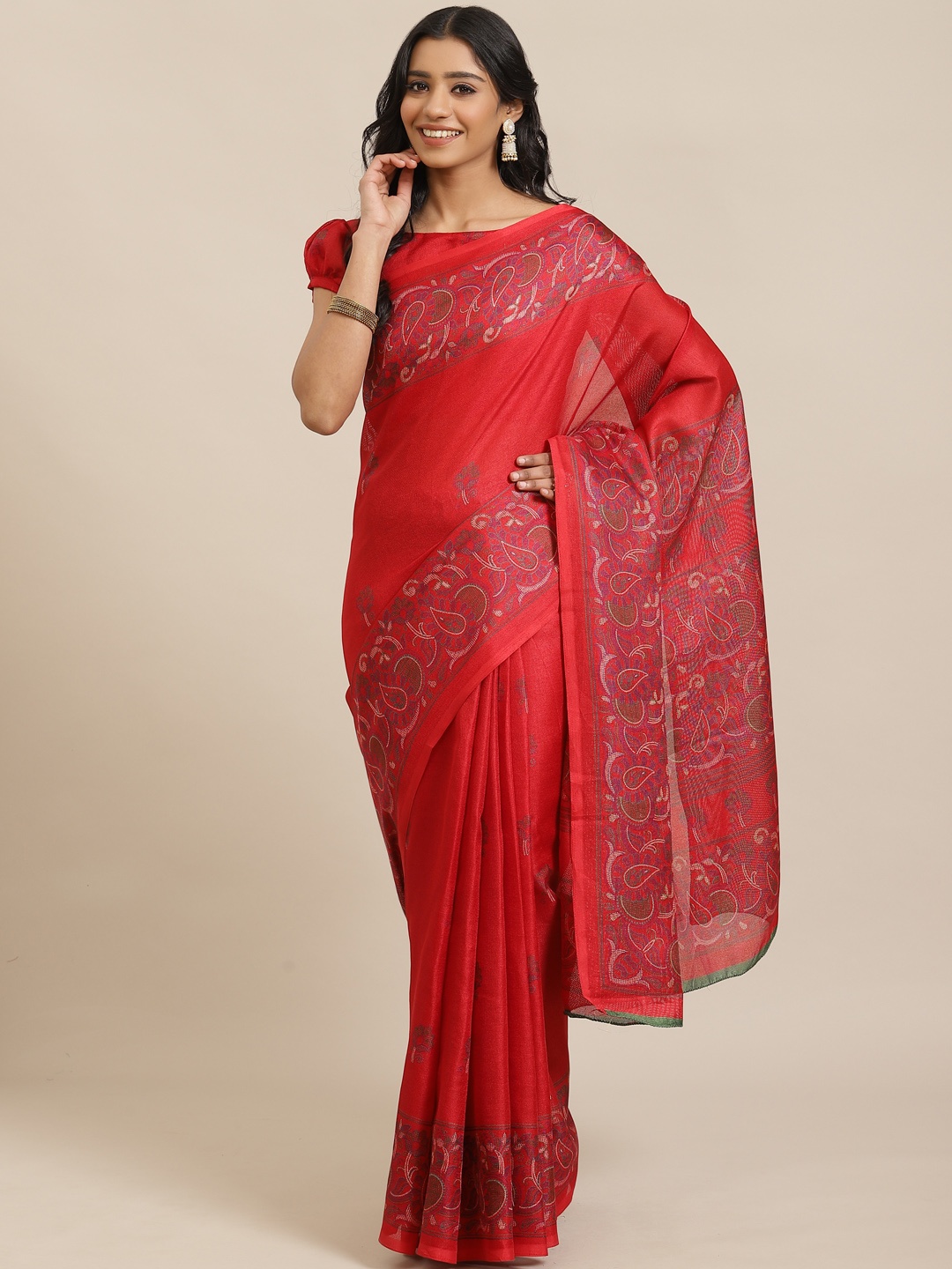 

Saree mall Red Printed Saree