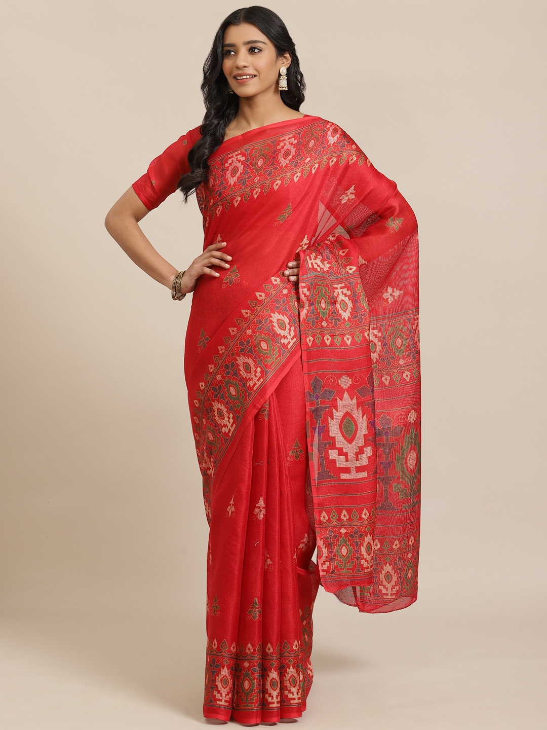 

Saree mall Red Printed Saree