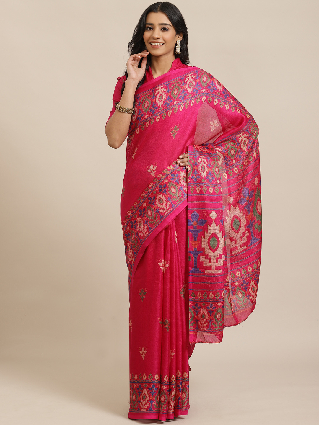 

Saree mall Pink & Beige Printed Saree