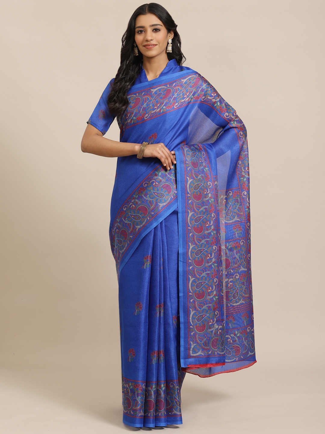 

Saree mall Blue Solid Saree