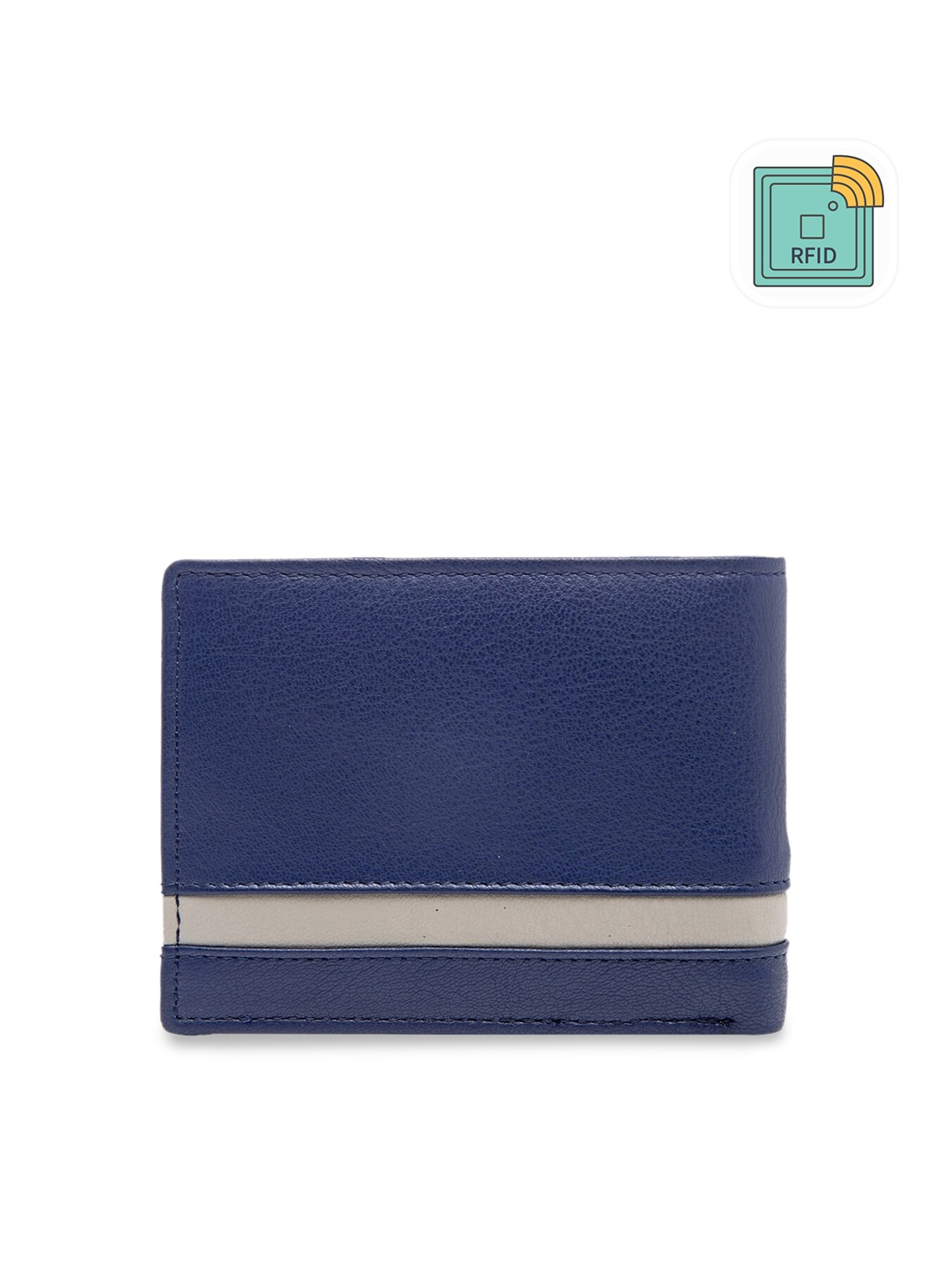 

Teakwood Leathers Men Blue Colourblocked Two Fold Wallet
