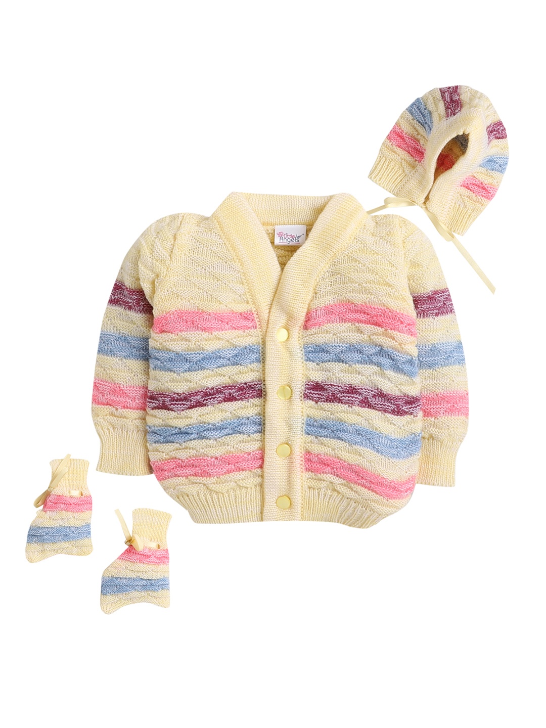

Little Angels Unisex Kids Yellow Striped Cardigan Sweater