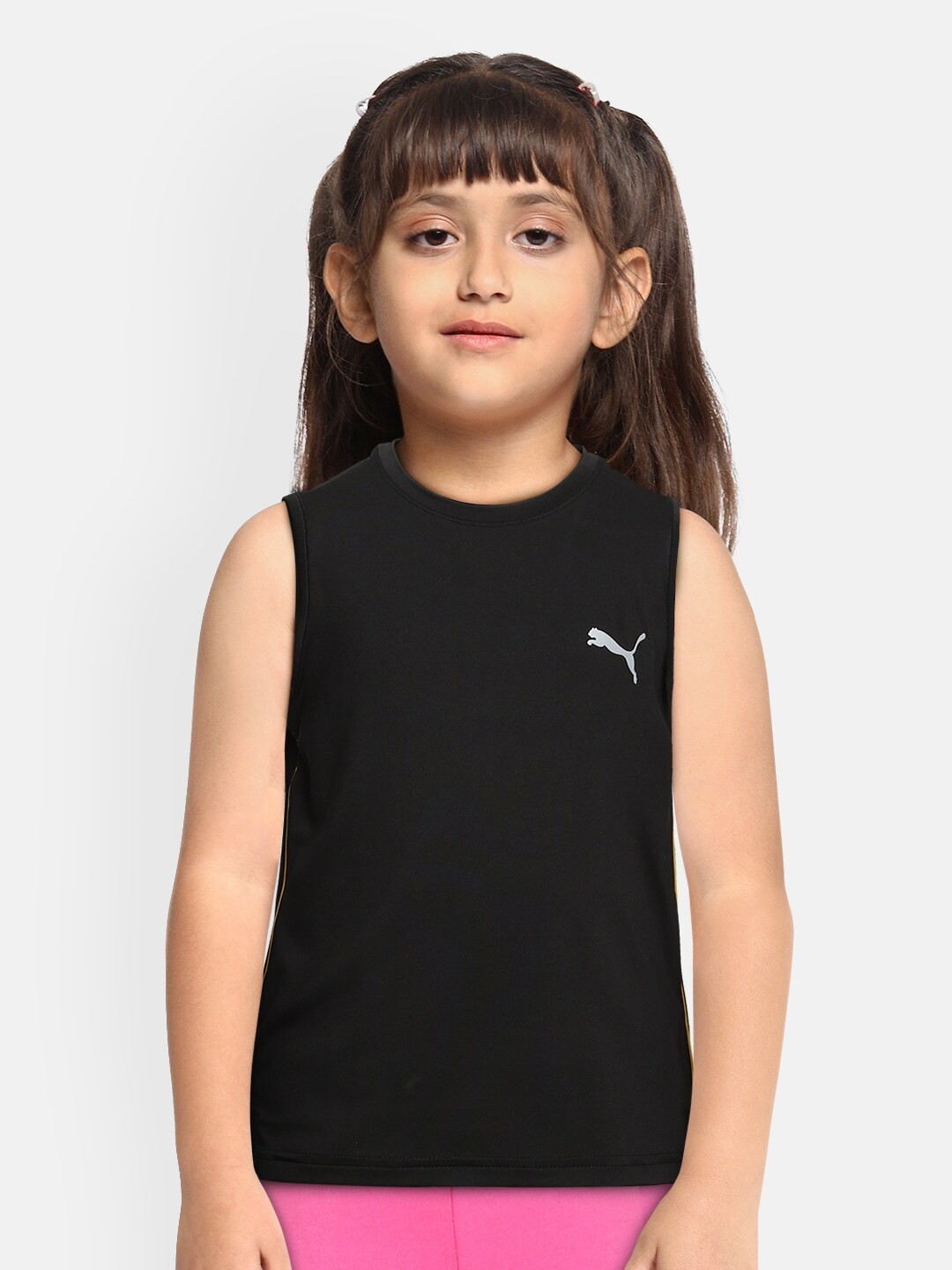 

one8 x PUMA Girls Black Solid Regular Fit Tank Top