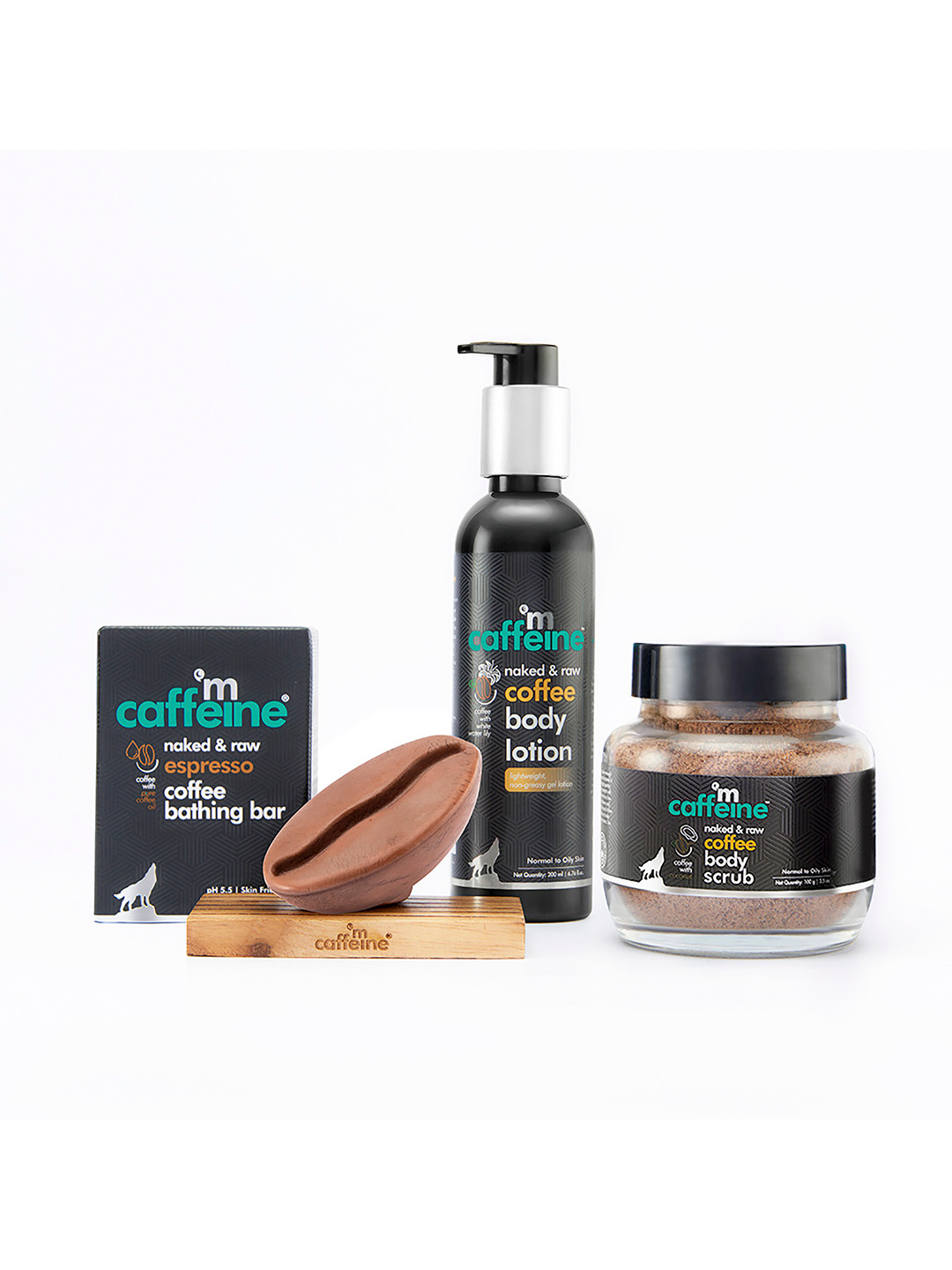 

MCaffeine C-E-M Body Care Routine with Coffee Bathing Bar, Body Scrub & Body Lotion, Brown
