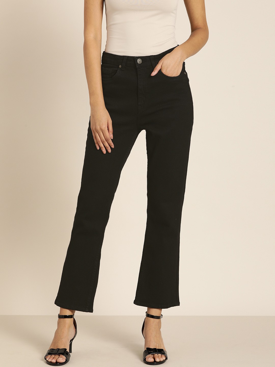 

all about you Women Black Bootcut Mid-Rise Clean Look Jeans